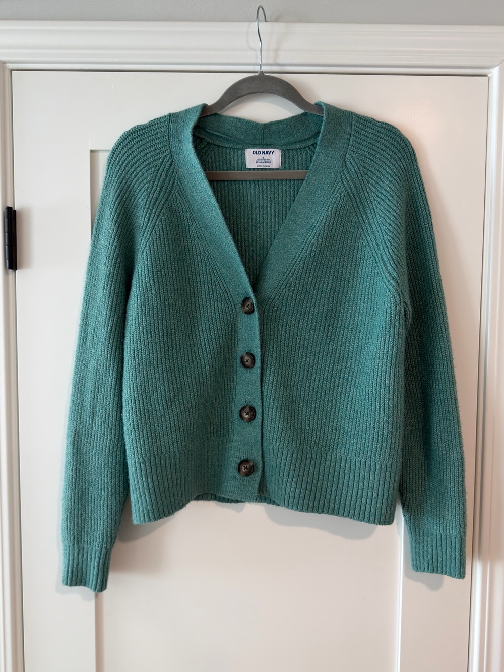 Old Navy Teal Button-Front V-Neck Women's Sweater